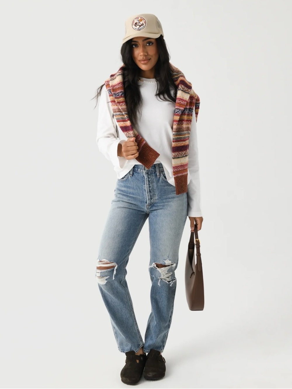 Agolde Straight-Leg Distressed Jeans in Light Blue